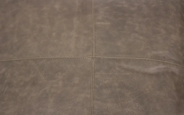 22" Gray Brown Distressed Leather Pouf Ottoman