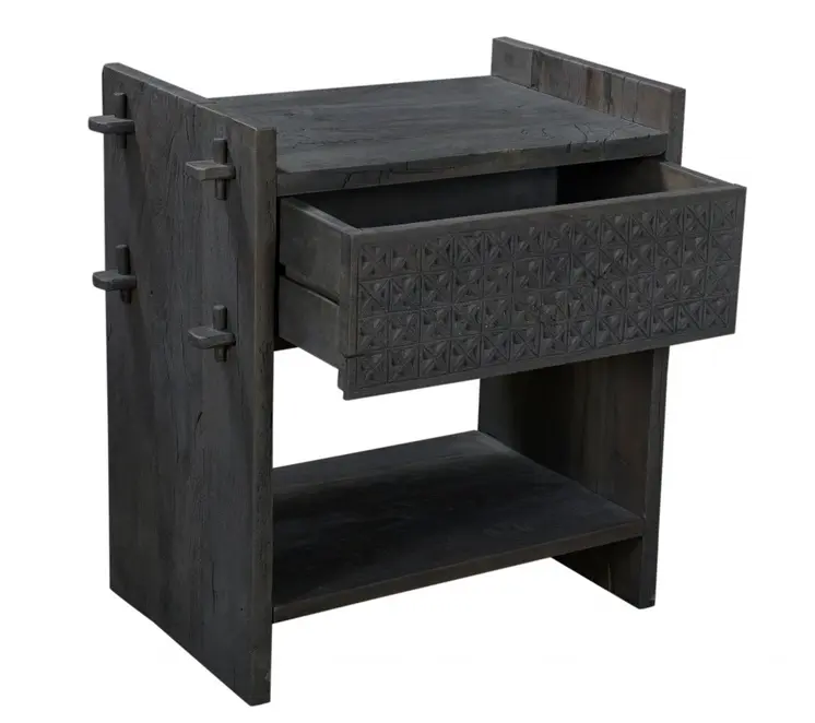 26" Dark Gray One Drawer Nightstand