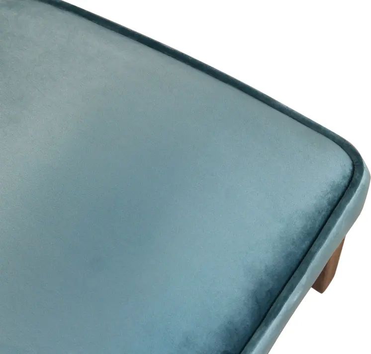 Set of Two Teal Blue and Brown Upholstered Velvet Dining Parsons Chairs