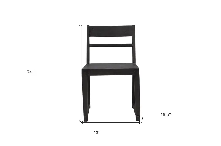 Set of Two Dark Gray Ladder Back Dining Side Chairs