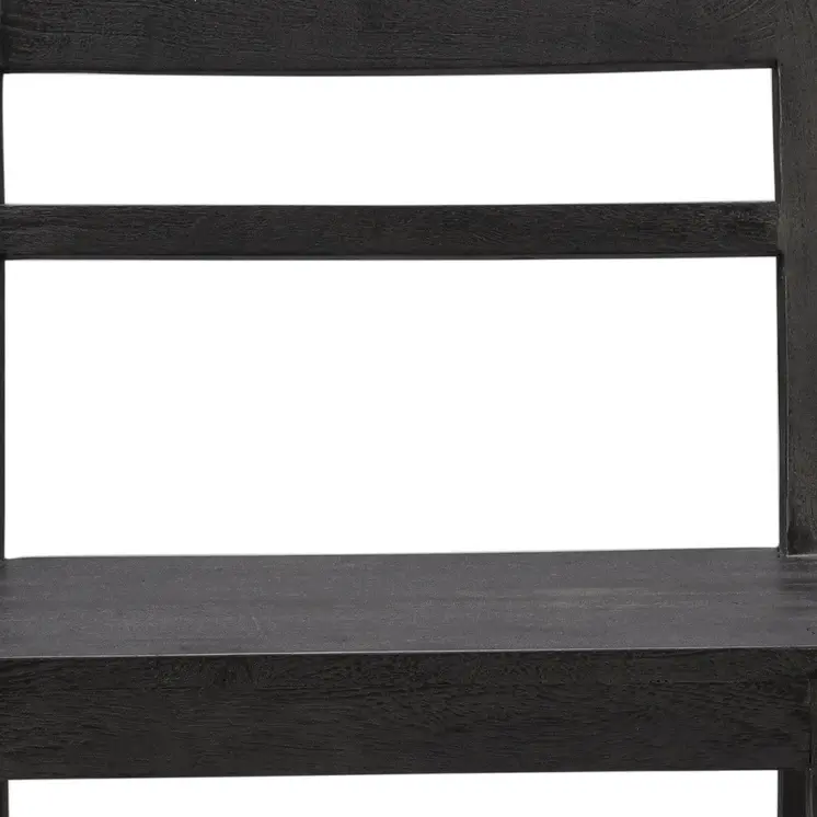 Set of Two Dark Gray Ladder Back Dining Side Chairs