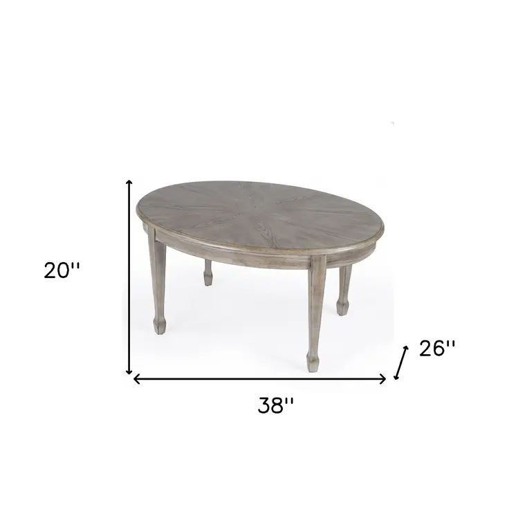 38" Gray Wood Oval Distressed Coffee Table