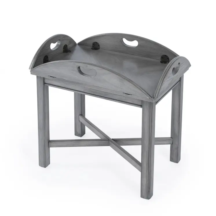 30" Gray Wood Oval Distressed Coffee Table