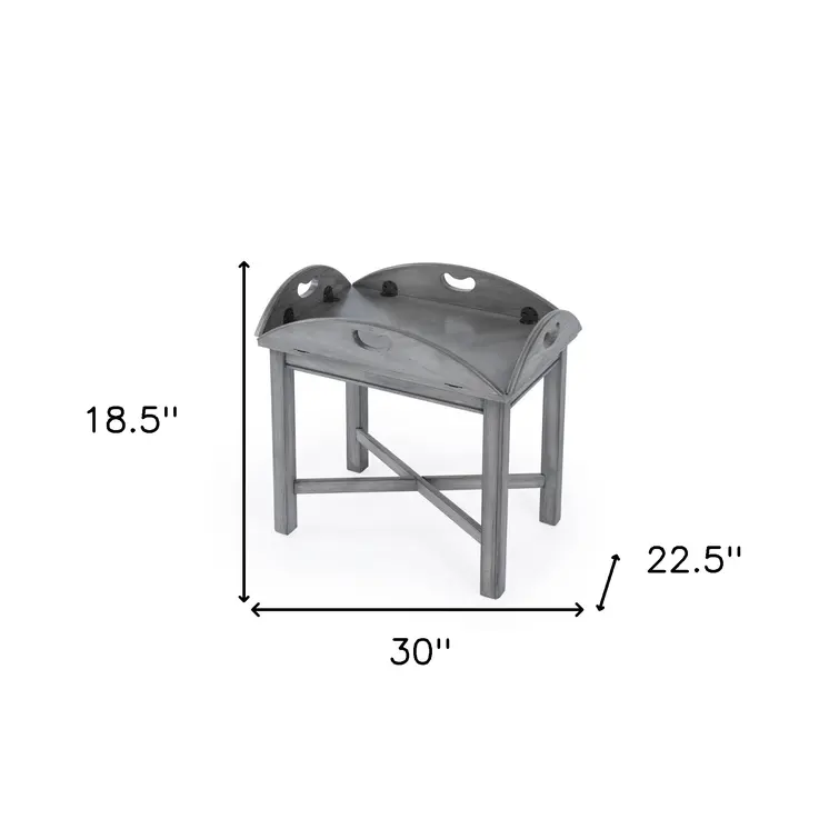 30" Gray Wood Oval Distressed Coffee Table