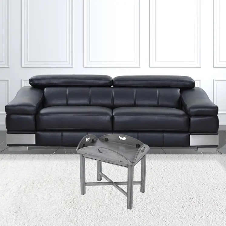 30" Gray Wood Oval Distressed Coffee Table