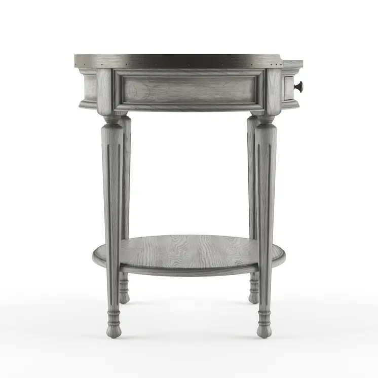 26" Gray Manufactured Wood Round End Table With Drawer And Shelf