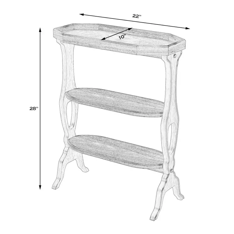 28" Gray Manufactured Wood Octagon End Table With Two Shelves