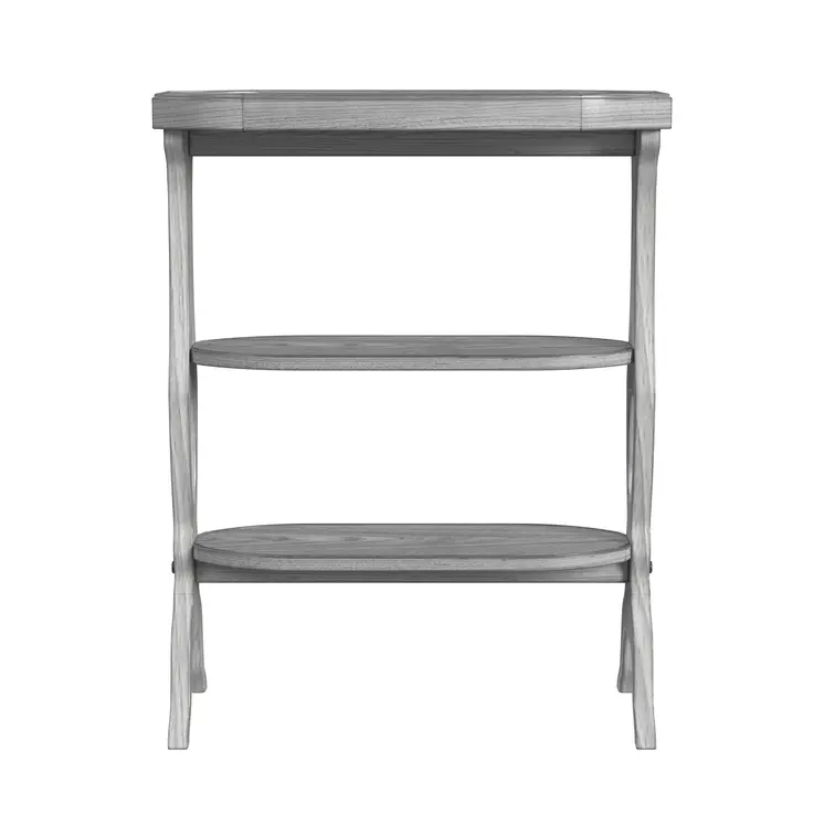 28" Gray Manufactured Wood Octagon End Table With Two Shelves
