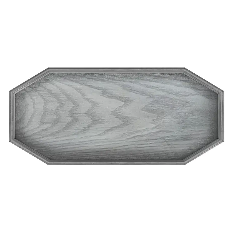28" Gray Manufactured Wood Octagon End Table With Two Shelves