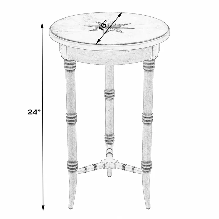 24" Beige Distressed Wood Round End Table