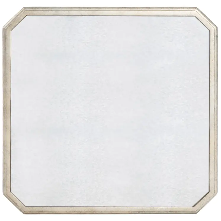 26" Silver Distressed Glass Square End Table