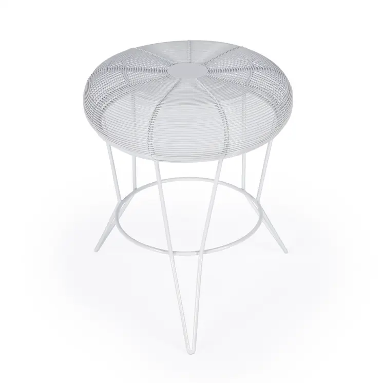 18" White Wire Round top End Table