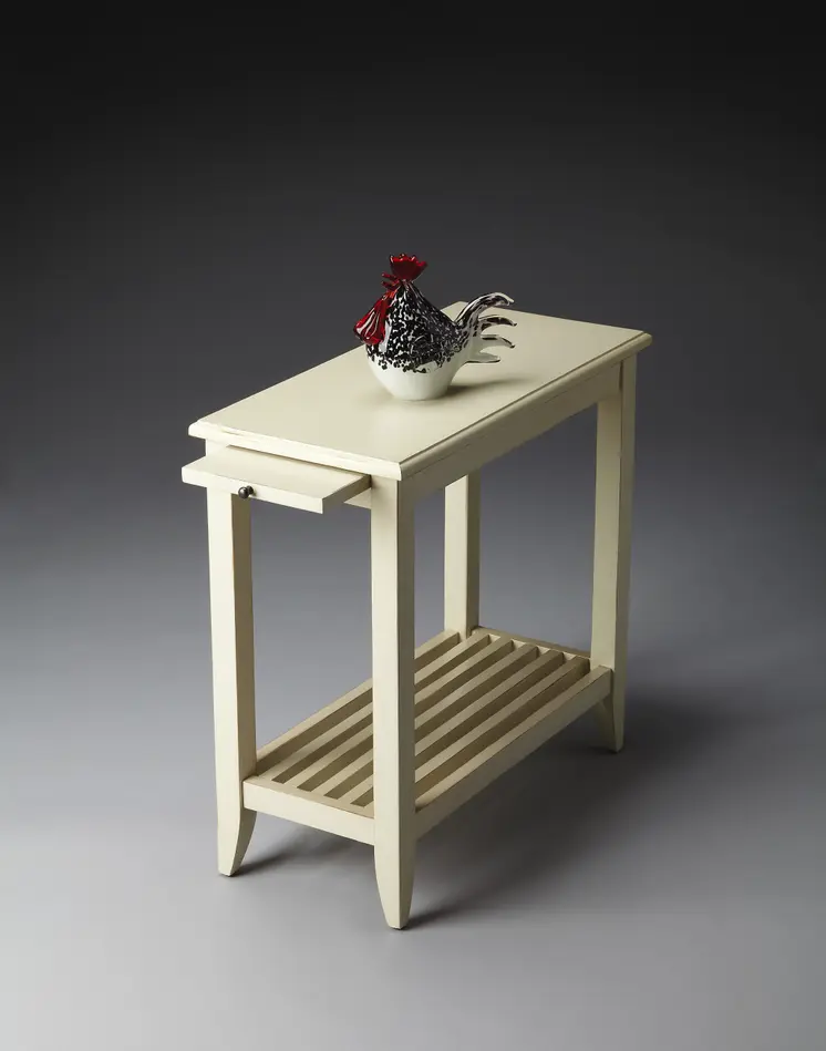 24" White End Table With Shelf