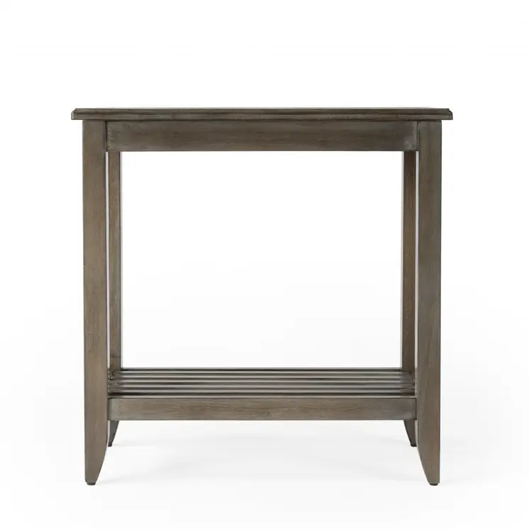 24" Brown Gray Rectangular End Table With Shelf