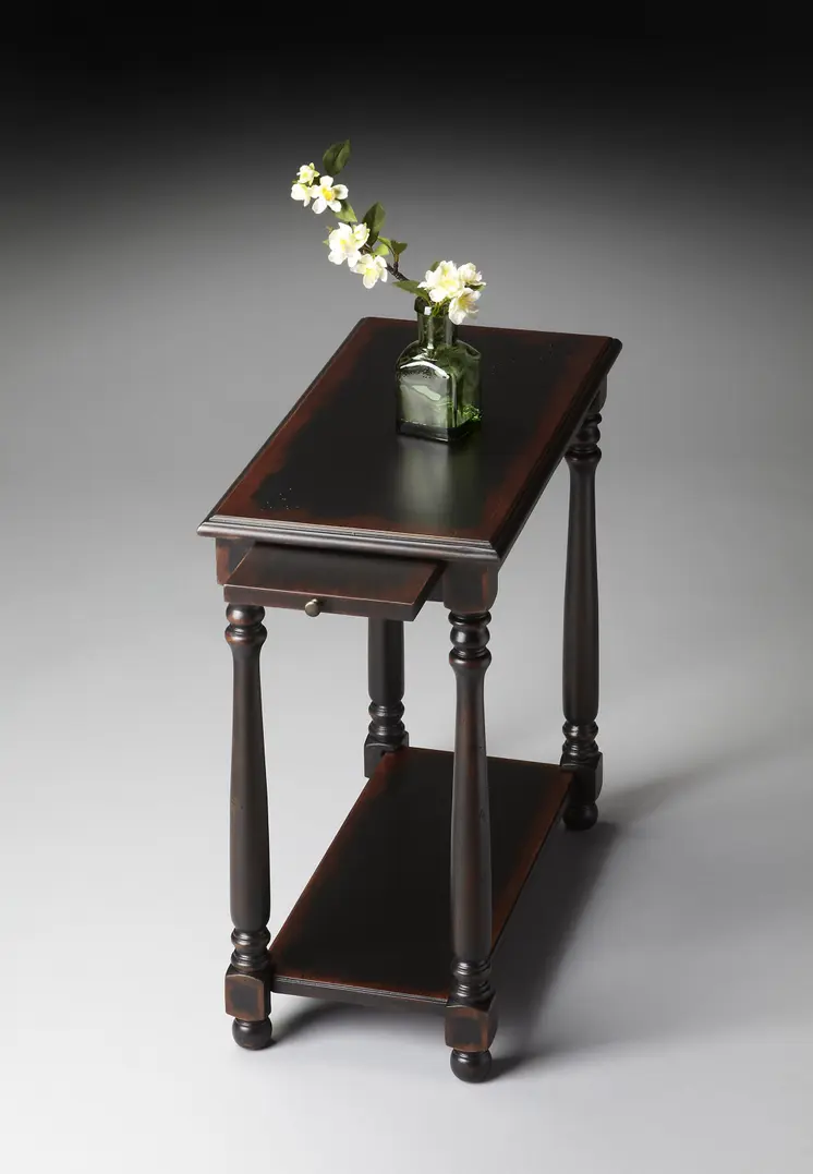 24" Black End Table With Shelf