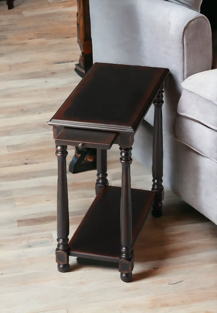 24" Black End Table With Shelf