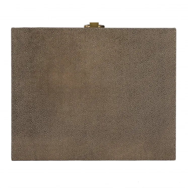 27" Gold and Brown Shagreen Faux Leather End Table With Drawer