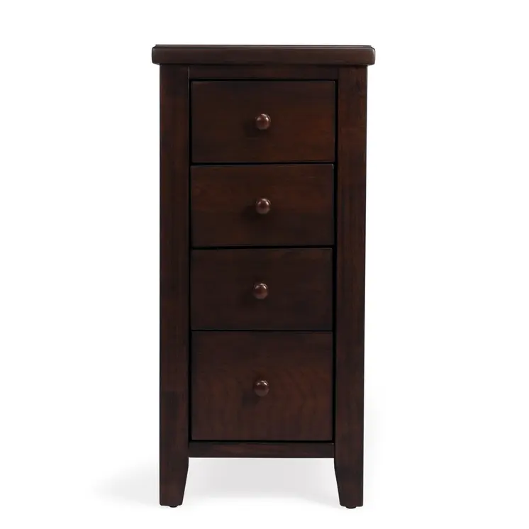 24" Dark Brown Manufactured Wood Rectangular End Table With Four Drawers And Shelf