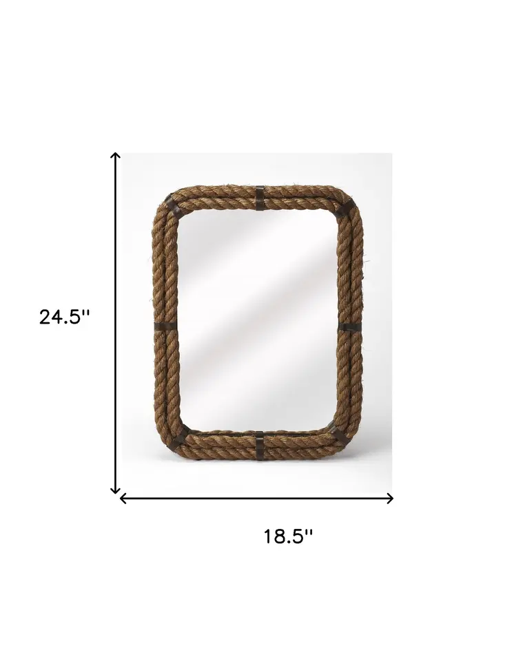 25" Brown Framed Accent Mirror