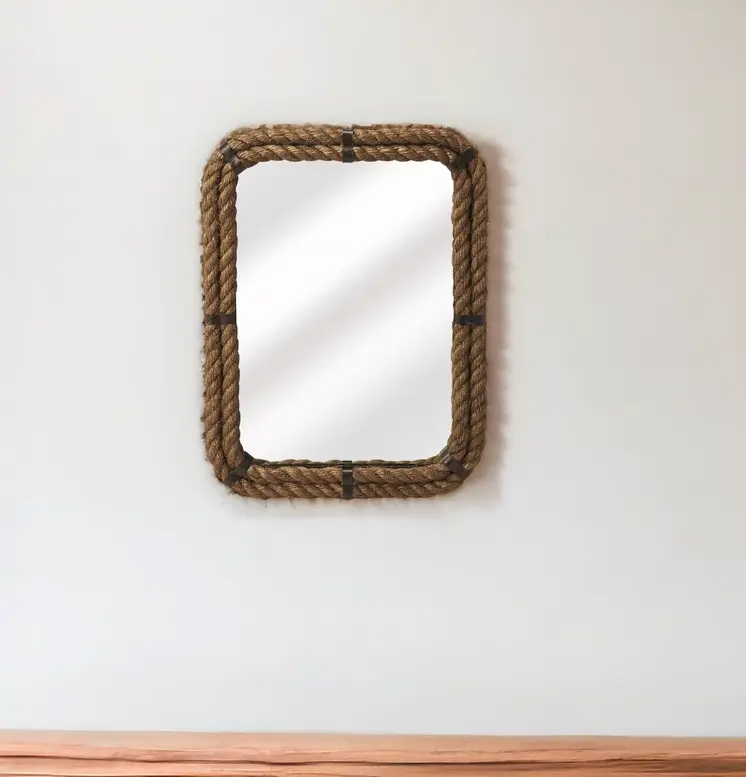 25" Brown Framed Accent Mirror