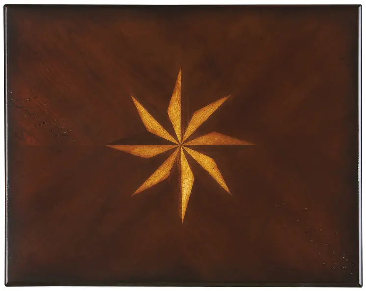 25" Cherry Brown Starburst Inlay End Table