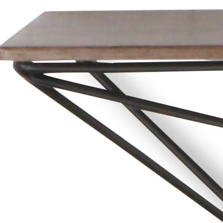 Set Of Two Black And Brown Wood And Metal Wall Mounted Accent Shelf