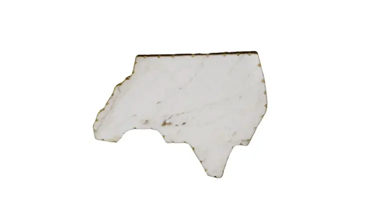 12" Gold And White Marble North Carolina Cheese Board