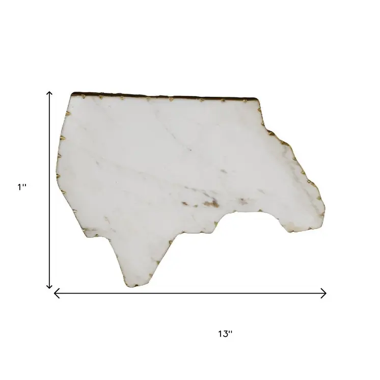 12" Gold And White Marble North Carolina Cheese Board