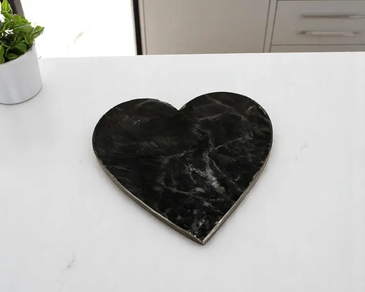 10" Black Handmade Heart Cheese Board