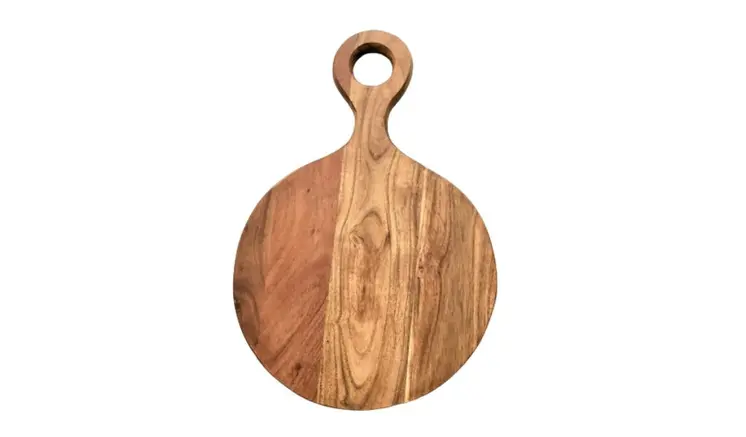 33" Brown Round Solid Wood Cutting Board