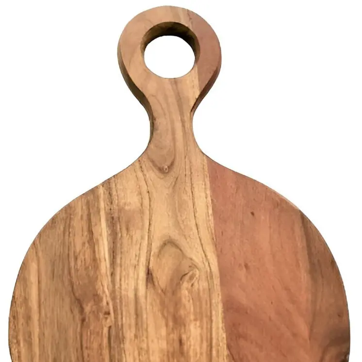 33" Brown Round Solid Wood Cutting Board