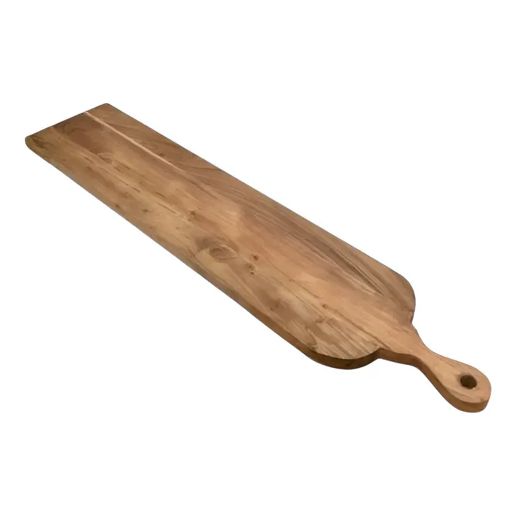 39" Brown Solid Wood Paddle Cheese Board With Handle