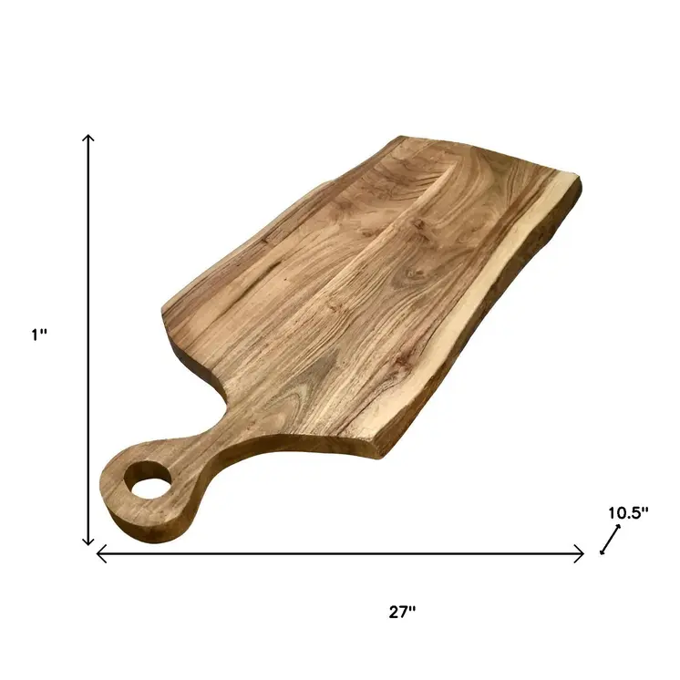 27" Brown Live Edge Solid Wood Cutting Board