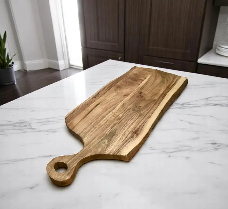27" Brown Live Edge Solid Wood Cutting Board