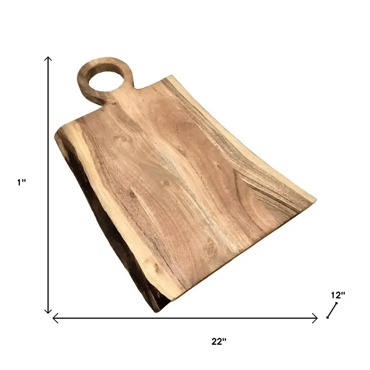 22" Brown Live Edge Solid Wood Cutting Board