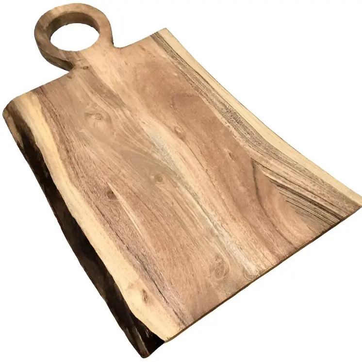 22" Brown Live Edge Solid Wood Cutting Board