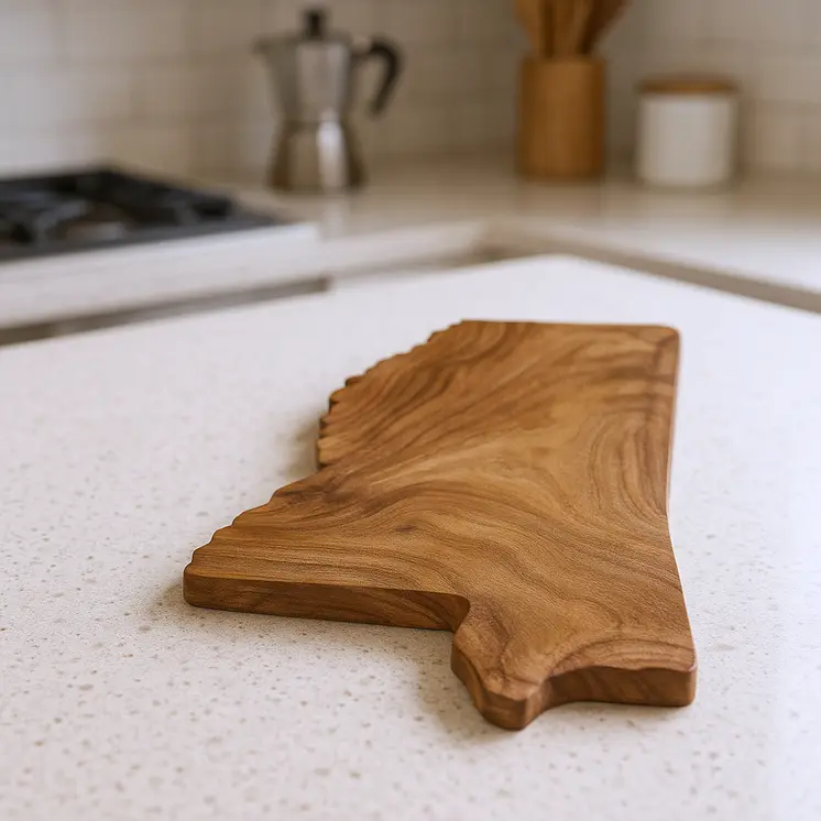 15" Brown Solid Wood Mississippi Cheese Board