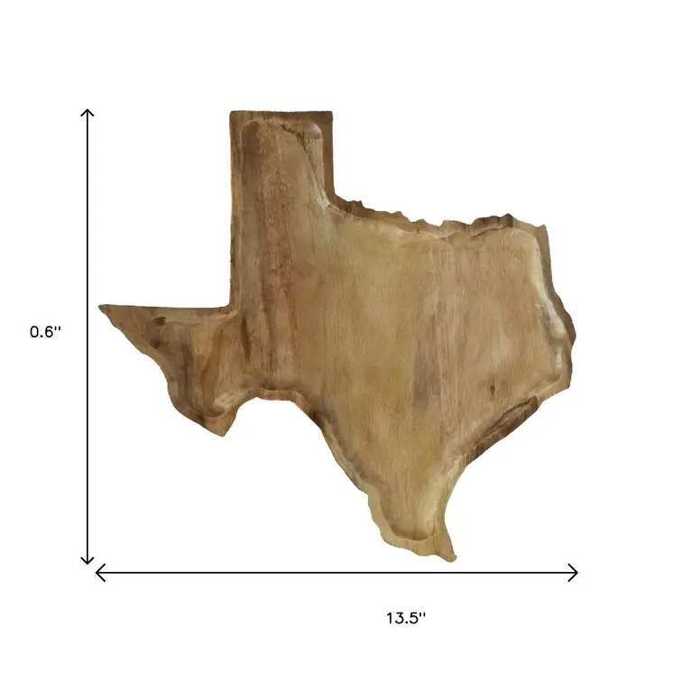 14" Brown Solid Wood Texas Cheese Board