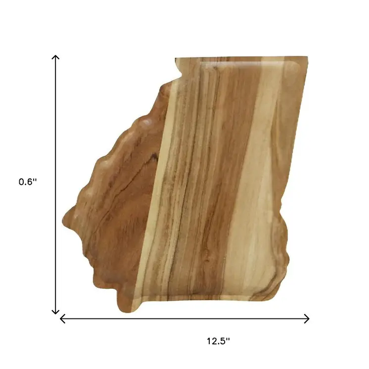 13" Brown Solid Wood Georgia Cheese Board