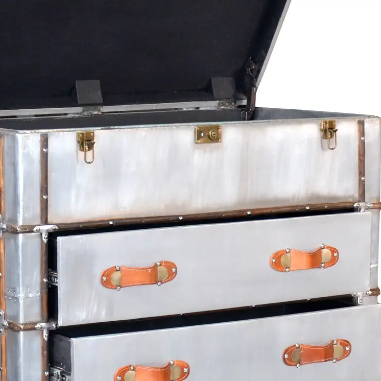 42" Silver Aluminum Four Drawer Dresser