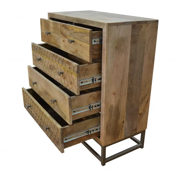 28" Brown Solid Wood Five Drawer Gentleman's Chest