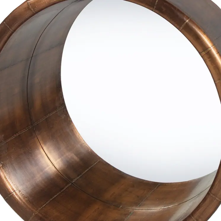 21" Copper Round Metal Framed Accent Mirror