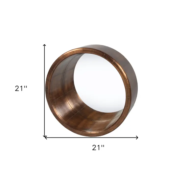 21" Copper Round Metal Framed Accent Mirror