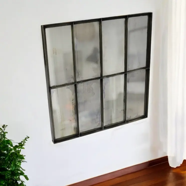 40" Black Square Metal Framed Accent Mirror