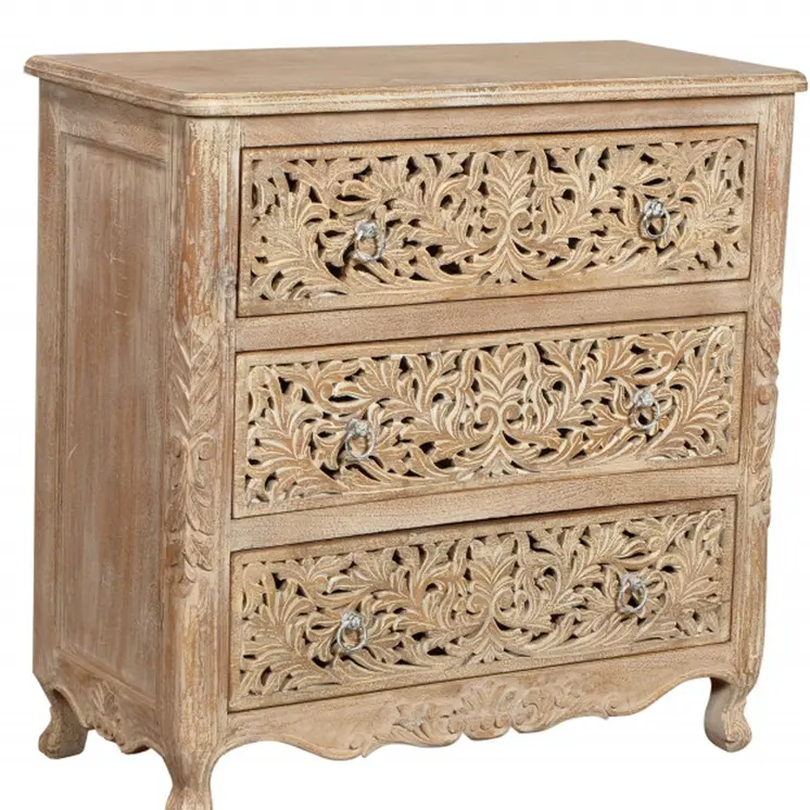 36" Antique White Solid Wood Three Drawer Dresser