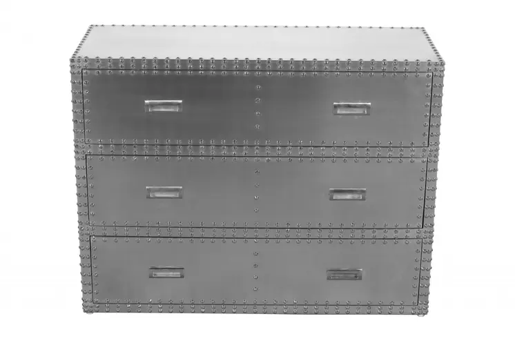 42" Silver Aluminum Three Drawer Dresser