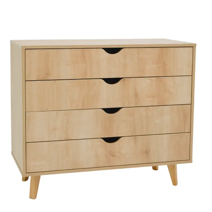 35" Natural Wood Four Drawer Dresser
