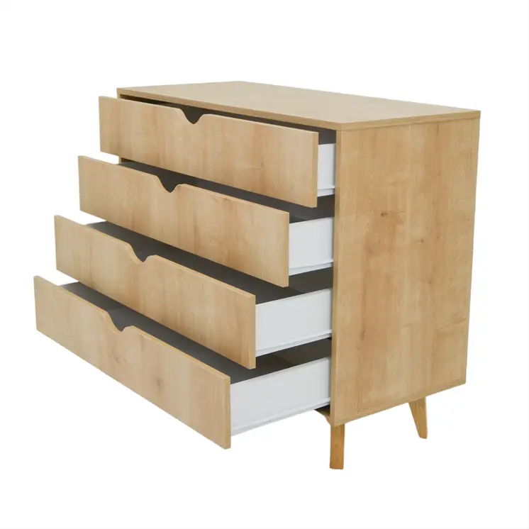 35" Natural Wood Four Drawer Dresser
