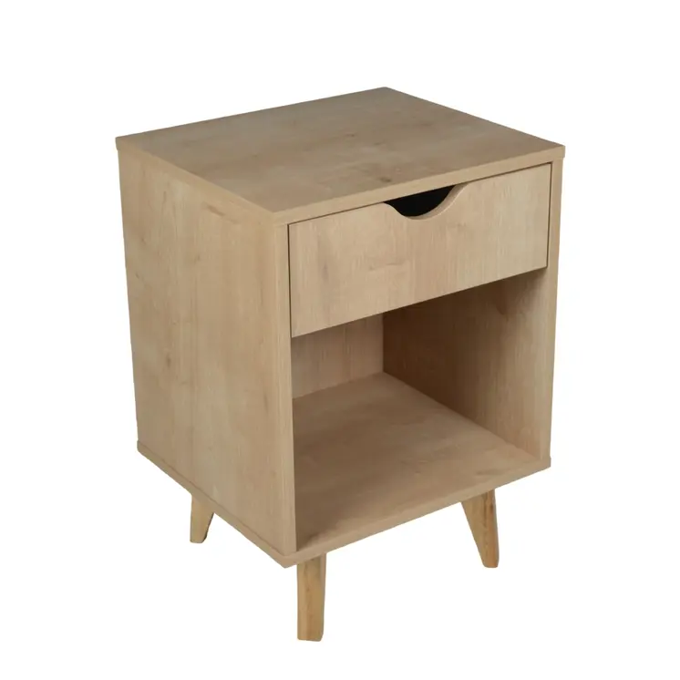 22" Natural Solid Manufactured Wood and Wood One Drawer Nightstand