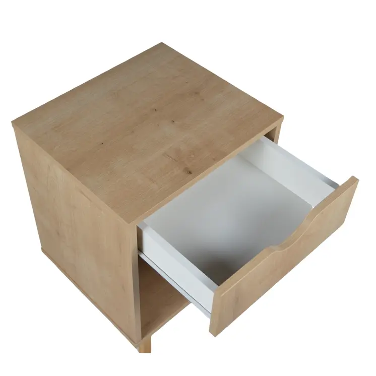 22" Natural Solid Manufactured Wood and Wood One Drawer Nightstand